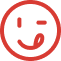 A red smiley face in a black background