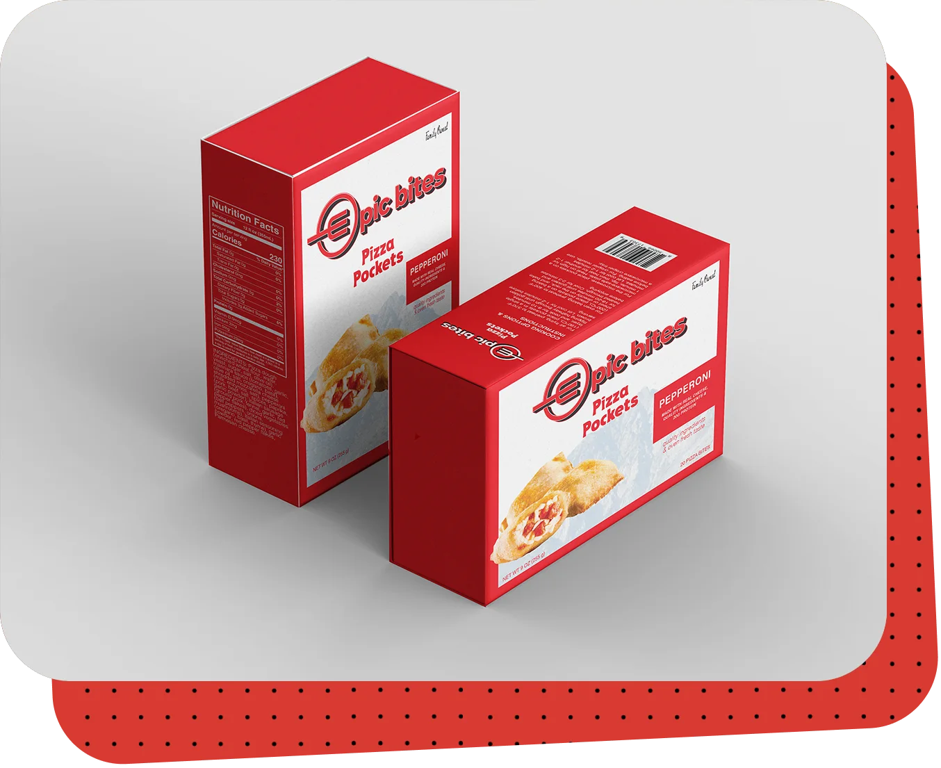 Two boxes of pasta in a red box